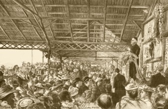 Sebastian Anton Kneipp (1821 1897), lecture by Sebastian Kneipp in the open hall in Bad Wörishofen,