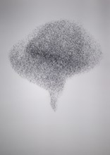 Starling (Sturnus vulgaris), huge flock in formation flight of a so-called murmuration in defence