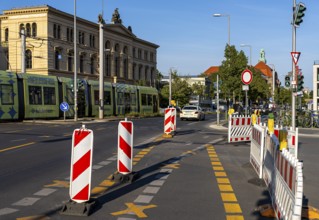 Road construction site at the Berlin Social Court, Invalidenstraße in Mitte, Berlin, Germany