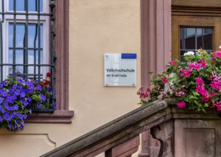 Entrance to the adult education center in Fulda's old town, Hesse, Germany