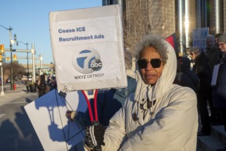 Detroit, Michigan USA - 11 January 2026 - A protest organized by Indivisible Michigan protested the