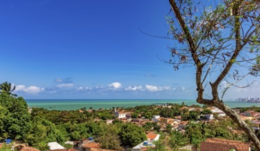 View of the historic city of Olinda in Pernambuco with the sea in the background, Olinda,