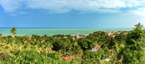 The sea, the vegetation, and the historic city of Olinda in Pernambuco, Olinda, Pernambuco, Brazil
