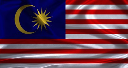 Malaysia flag with cloth textured background. National flag of Malaysia with realistic texture