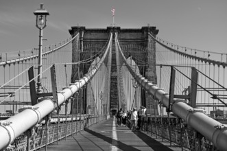Brooklyn Bridge, black and white, New York City, USA