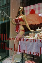 Lightly dressed mannequin of a pastry shop, New York City, USA