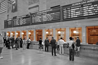 Central Station ticket office, black and white, New York City, USA