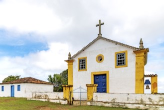 Old colonial-style house and church in a small village in the state of Minas Gerais, Minas Gerais,