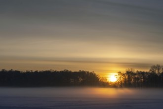 Sunset, fog, snow, cirrus, weather, meteorology