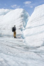 Climbers on the ice of Root Glacier, Wrangell St. Elias National Park, Alaska, USA