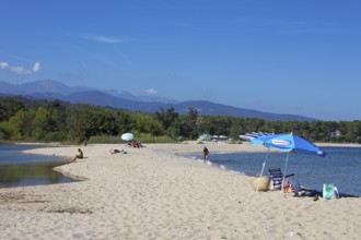 Mediterranean sandy beach in Solenzara, Corse-du-Sud Department, Sartène Arrondissement, Bavella