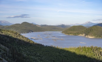 View of the huge Copper River, McCarthy Highway, Wrangell St. Elias National Park, Alaska, USA