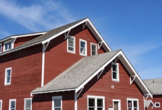 Red Kennicott Buildings in a Mountain Landscape, Historic Kennecott Copper Mine, National Historic