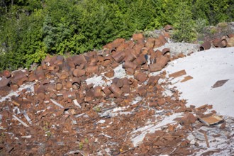 Rusting Scrap Metal, Barrels and Metal Scraps, Historic Kennecott Copper Mine, Wrangell, St. Elias
