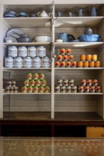 Interior view, historic restored Kennicott shopping store with historic goods display, retro food