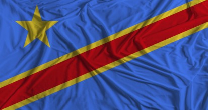 Democratic Republic of the Congo flag with fabric texture background. National flag of the