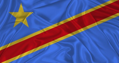 Democratic Republic of the Congo flag with fabric texture. Realistic flag of the Democratic