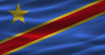 Democratic Republic of the Congo flag with fabric texture. Realistic flag of the Democratic