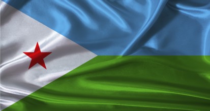 National flag of Djibouti with cloth texture. Djibouti flag with realistic texture background