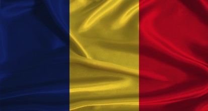Chad flag with cloth textured background. National flag of Chad with realistic texture