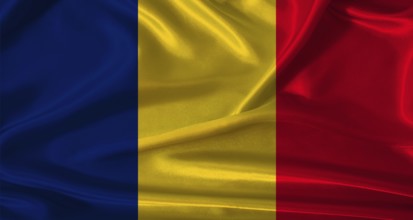 National flag of Chad with cloth texture. Chad flag with realistic texture background