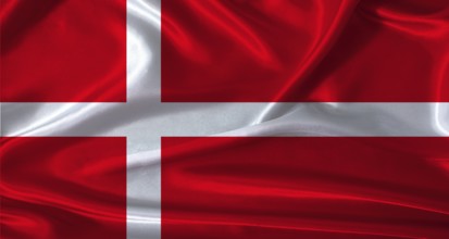 National flag of Denmark with cloth texture. Denmark flag with realistic texture background