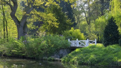 Bridge in the park at Hünnefeld Castle, Bad Essen, Lower Saxony, Germany