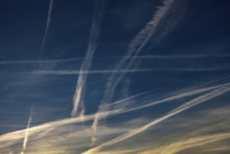 Contrails in the evening sky, Austria