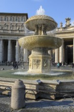 Fountain Fountain of Bernini on St. Peter's Square in front of St. Peter's Basilica, Vatican City,