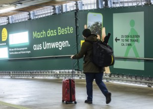 Construction work at Stuttgart Central Station as part of Stuttgart 21. Travelers have to accept