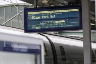Winter in Stuttgart. There is also a closed layer of snow in the main train station. TGV on the
