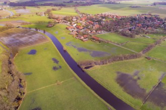 Hunte near Colnrade in winter with new biotopes, Conrade, Lower Saxony, Germany