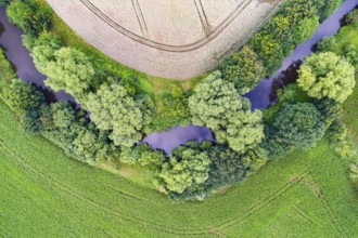 Aerial view of Hunte, Dötlingen, Lower Saxony, Germany