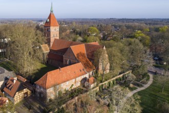 Aerial view of Alexander church, Wildeshausen, Lower Saxony, Germany