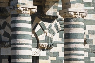 Portal details of the Romanesque Pisan church of San Michele de Murato, Bevinco Valley, Haute-Corse