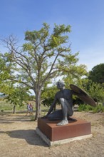 Bronze statue in the Roman archaeological site of Aleria, Haute-Corse department, Corsica,