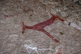 White Lady Rock Painting, White Lady Painting, Depiction of Hunters and Animals, Rock Paintings in