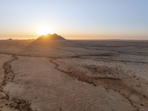 Aerial view, sunset, mountains in the desert, Namib desert, Namibia