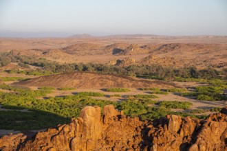 Desert landscape with riverbed of the Ugab River, Erongo, Damaraland, Namibia