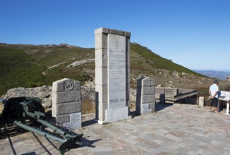 Monument at Teghime or Col des Goumiers Pass, Cap Corse, Haute-Corse Department, Corsica,