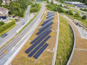 Green roof area with solar panels and surrounding infrastructure, new park and ride car park Calw