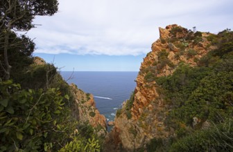 Bizarre rock formations on Capo Rosso, Piana, Corse-du-Sud department, west coast, Corsica,