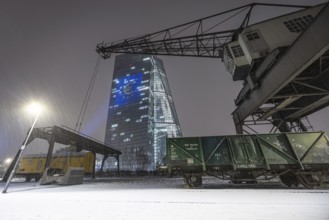 The façade of the European Central Bank (ECB) in Frankfurt am Main will be illuminated with a light