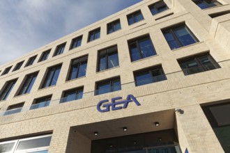 GEA Group AG, logo at the new corporate headquarters, industrial group, Düsseldorf-Derendorf, North