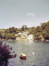 View across River Fowey to Bodinnick, Cornwall, England, UK, 1960s The large white house on the