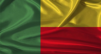 National flag of Benin with cloth texture. Benin flag with realistic texture background