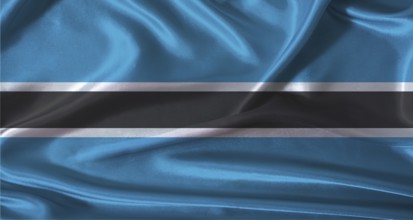 National flag of Botswana with cloth texture. Botswana flag with realistic texture background