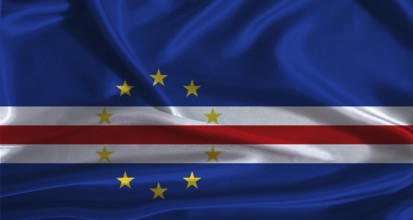 Cape Verde flag with cloth textured background. National flag of Cape Verde with realistic texture