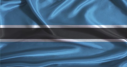 Botswana flag with cloth textured background. National flag of Botswana with realistic texture