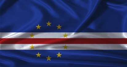 National flag of Cape Verde with cloth texture. Cape Verde flag with realistic texture background